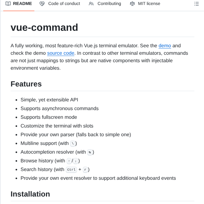 Ndabap Vue Command screenshot