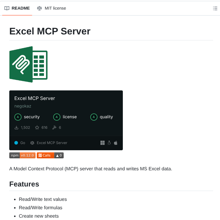 Negokaz Excel Mcp Server screenshot