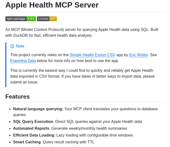 Neiltron Apple Health Mcp screenshot
