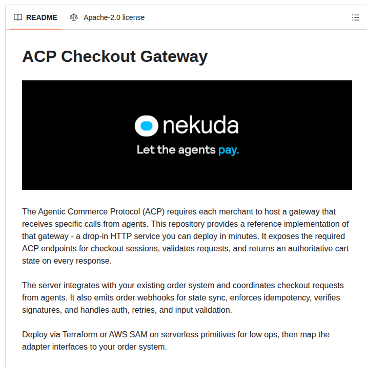 Nekuda Ai Acp Checkout Gateway screenshot