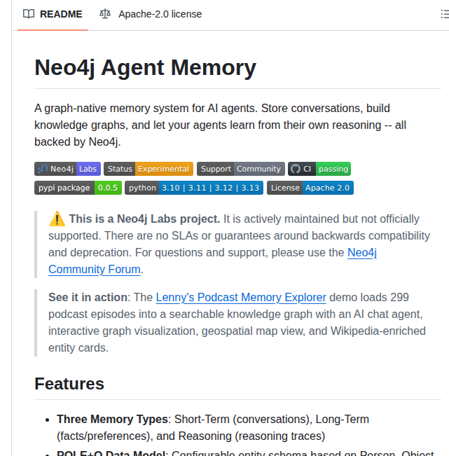 Neo4j Labs Agent Memory screenshot