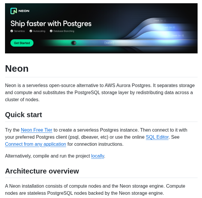 Neondatabase Neon screenshot
