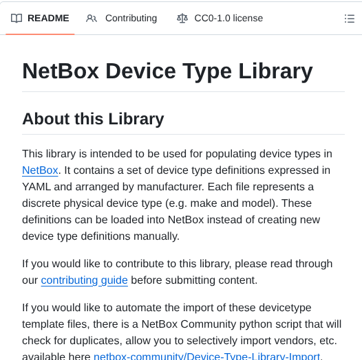 Netbox Community Devicetype Library screenshot