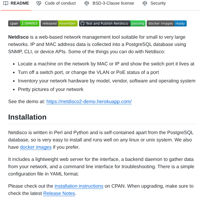 Netdisco Netdisco screenshot