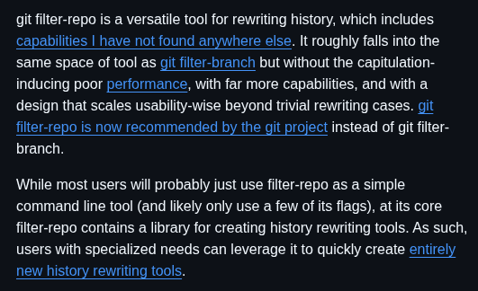 Newren Git Filter Repo screenshot