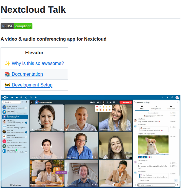 Nextcloud Spreed screenshot