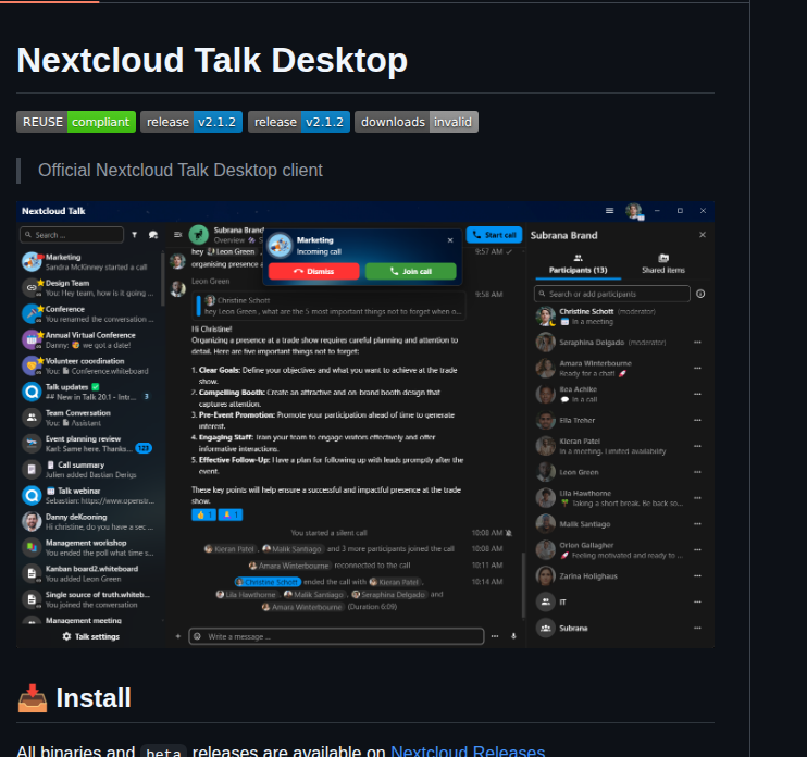 Nextcloud Talk Desktop screenshot