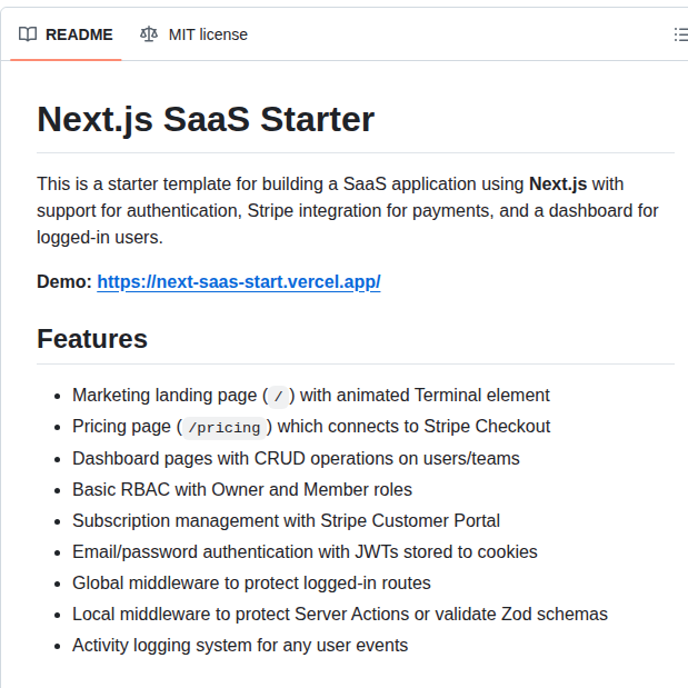 Nextjs Saas Starter screenshot