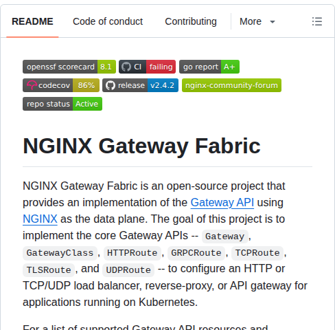 Nginx Nginx Gateway Fabric screenshot