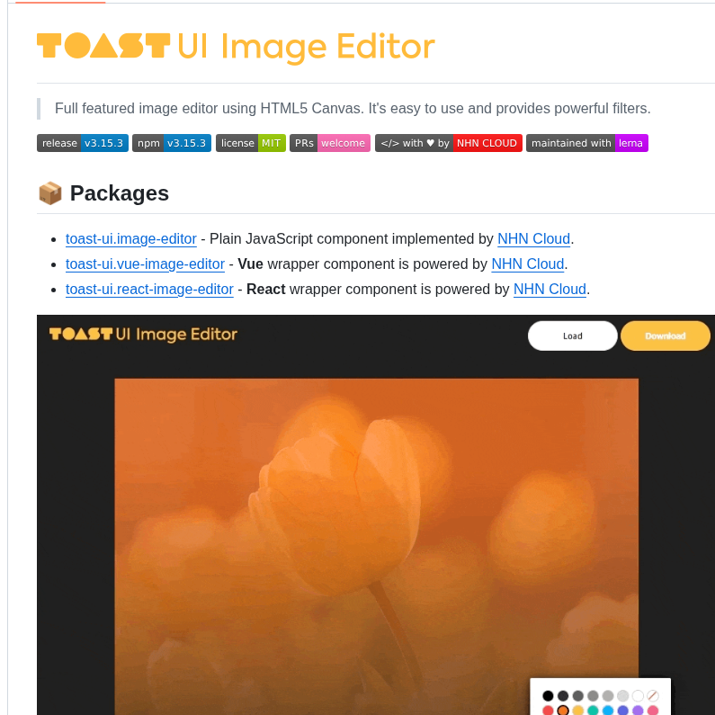 Nhn Tui.image Editor screenshot