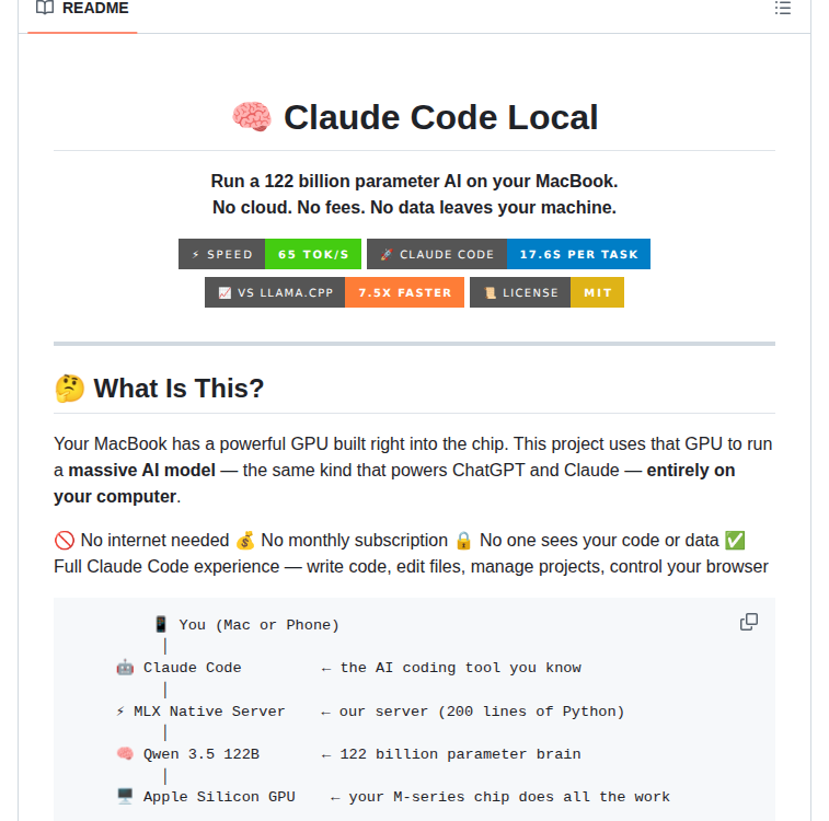 Nicedreamzapp Claude Code Local screenshot