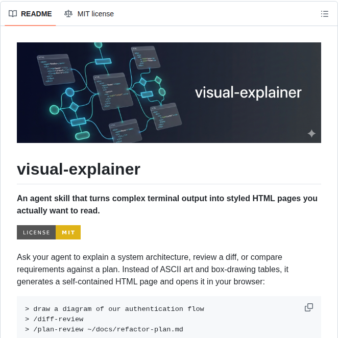 Nicobailon Visual Explainer screenshot