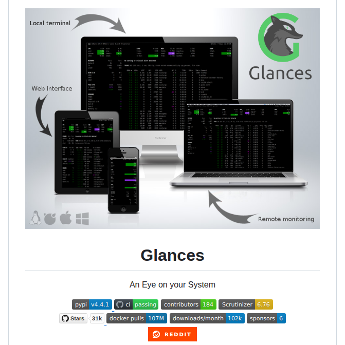 Nicolargo Glances screenshot