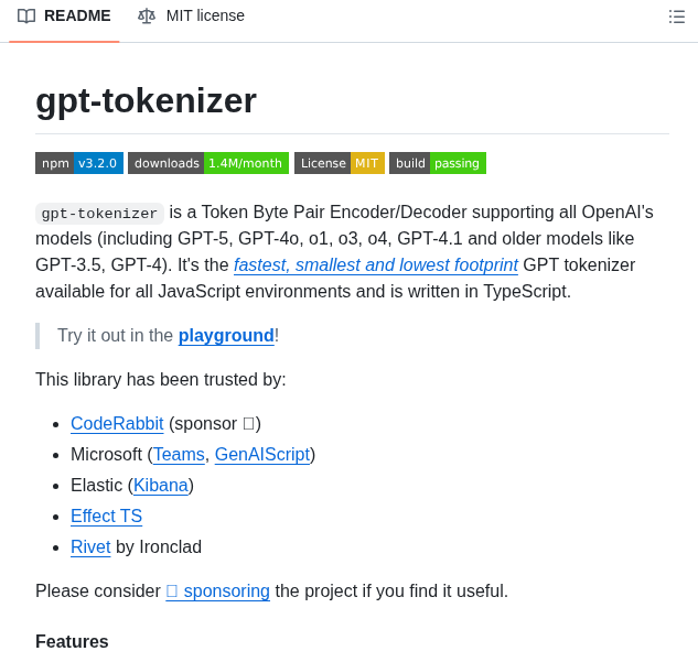 Niieani Gpt Tokenizer screenshot