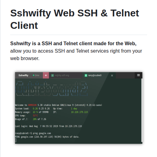 Nirui Sshwifty screenshot