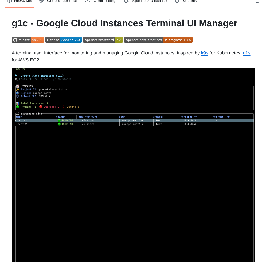 Nlamirault G1c screenshot