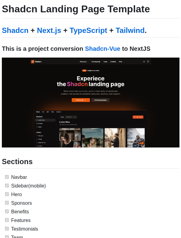 Nobruf Shadcn Landing Page screenshot