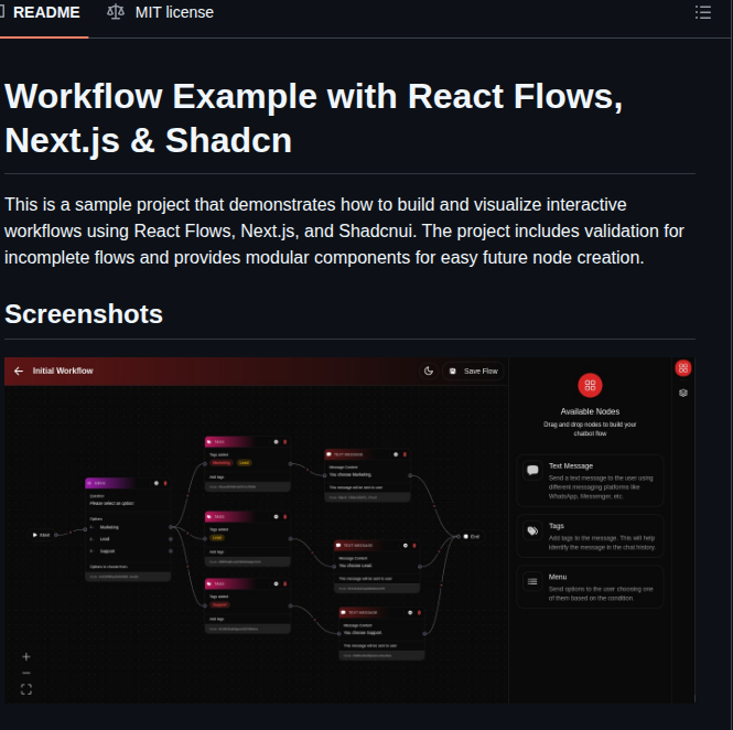 Nobruf Shadcn Next Workflows screenshot
