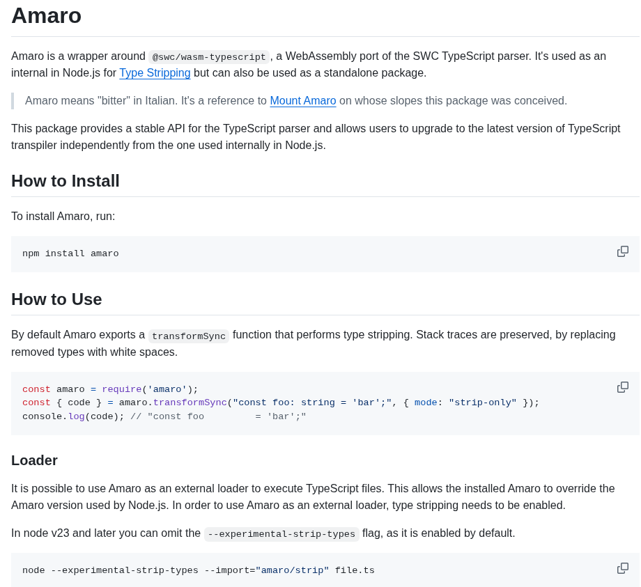 Nodejs Amaro screenshot