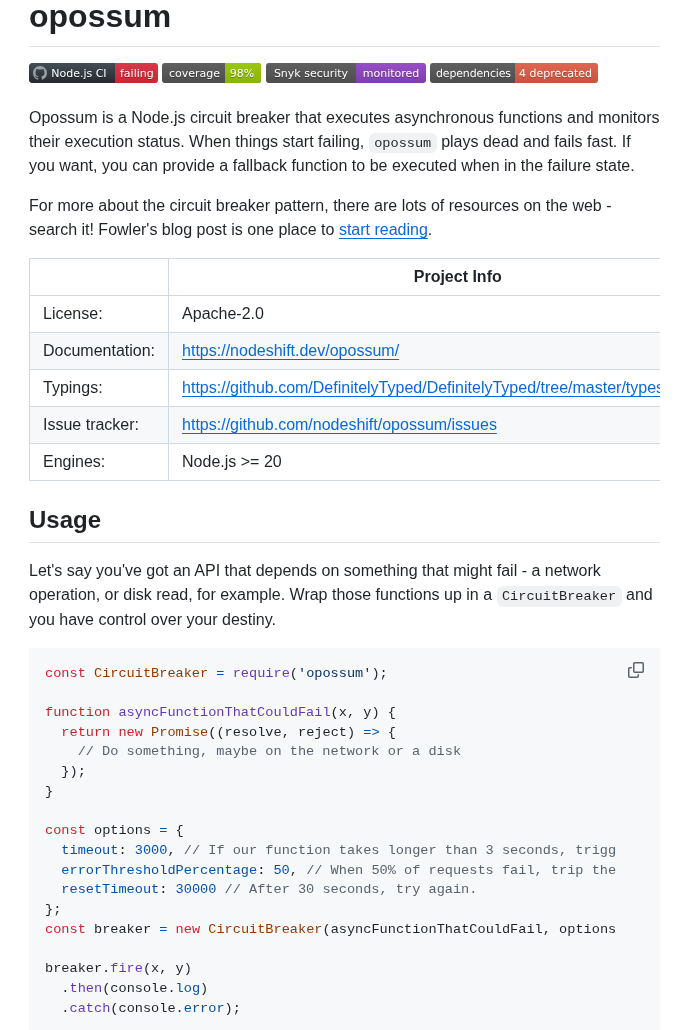 Nodeshift Opossum screenshot