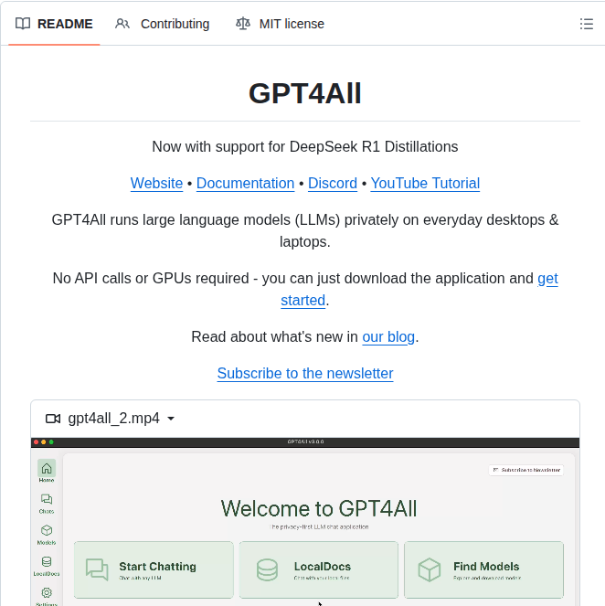 Nomic Ai Gpt4all screenshot