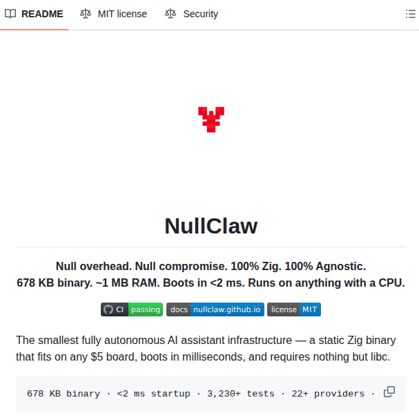 Nullclaw Nullclaw screenshot
