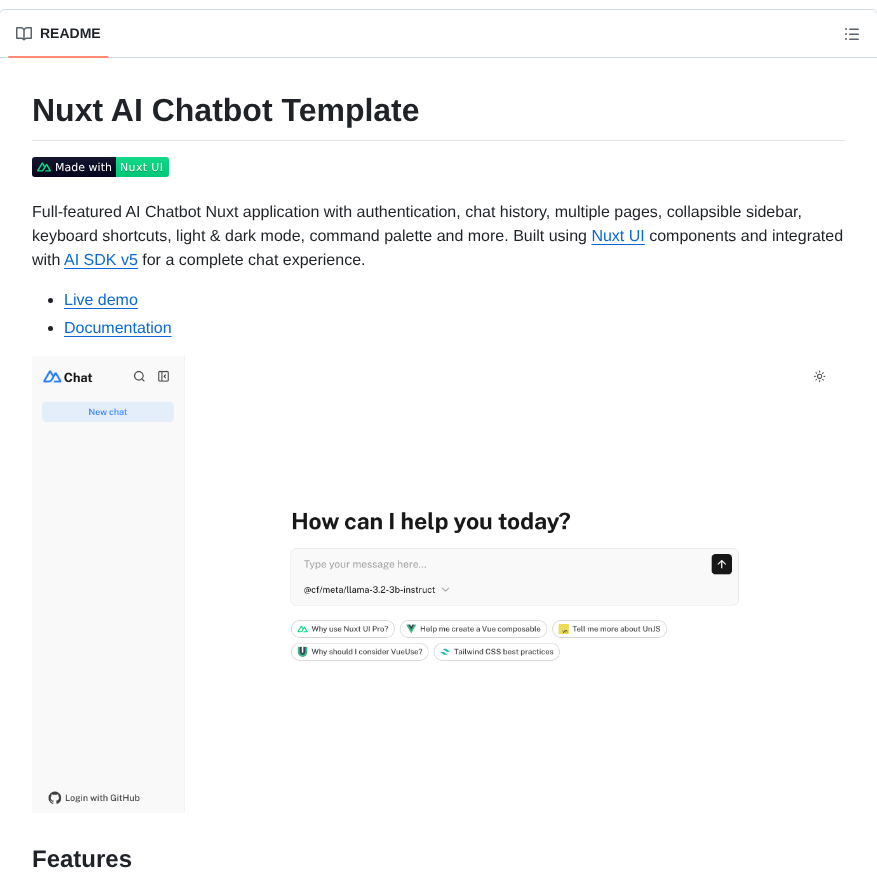 Nuxt Ui Templates Chat screenshot