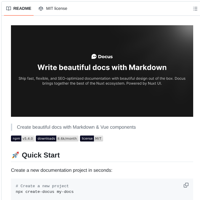Nuxtlabs Docus screenshot