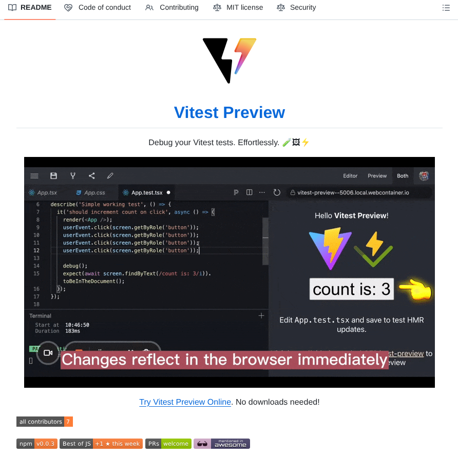 Nvh95 Vitest Preview screenshot