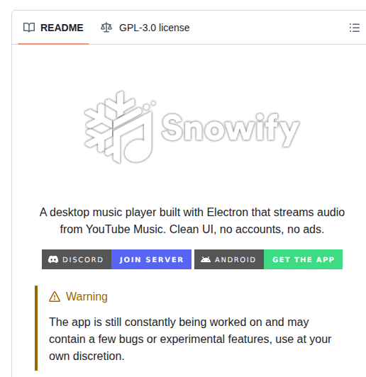 Nyakuoff Snowify screenshot