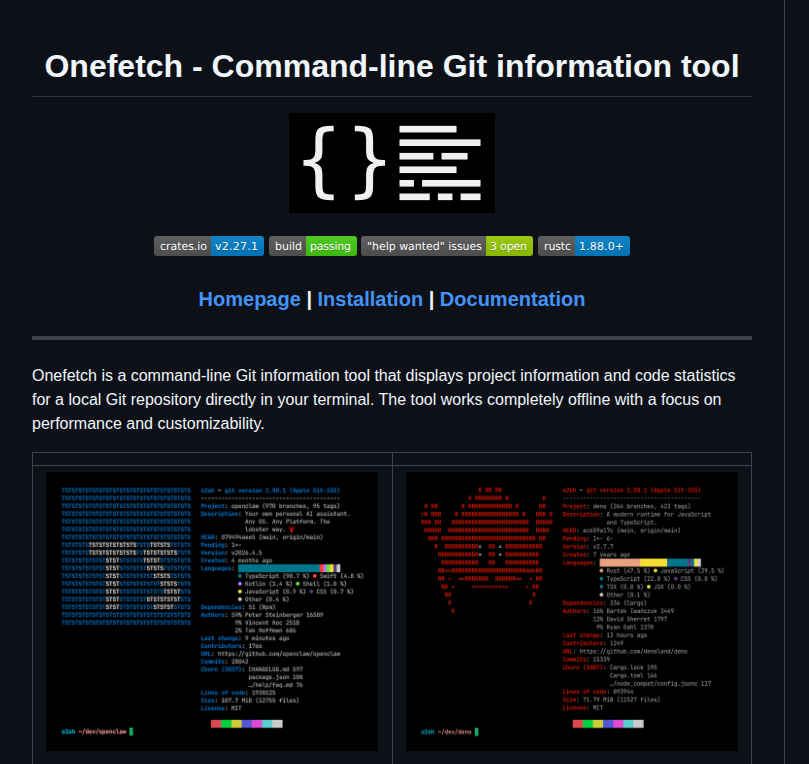 O2sh Onefetch screenshot