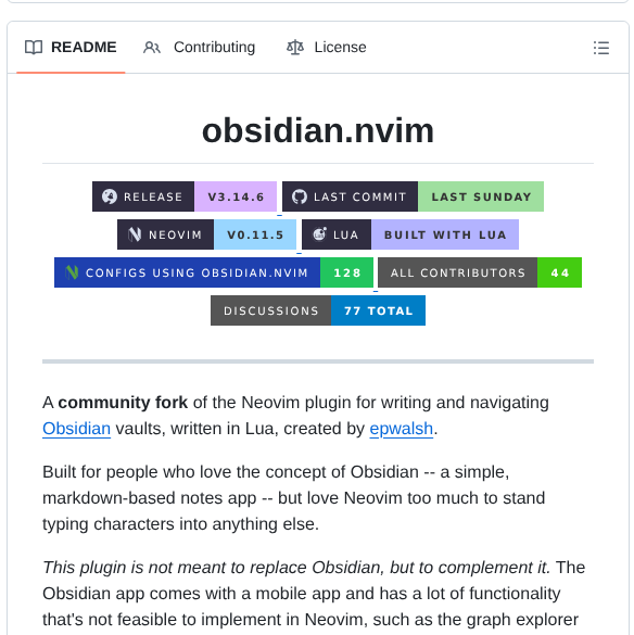 Obsidian Nvim Obsidian.nvim screenshot