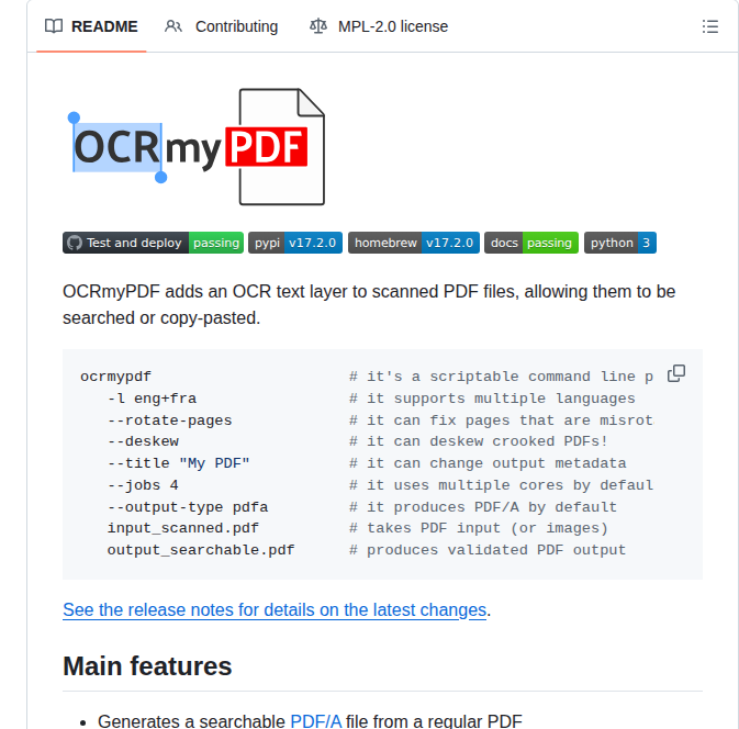 Ocrmypdf Ocrmypdf screenshot
