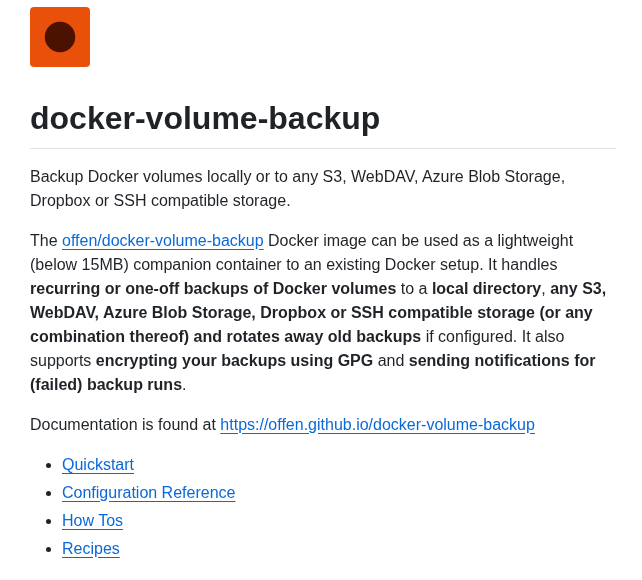 Offen Docker Volume Backup screenshot
