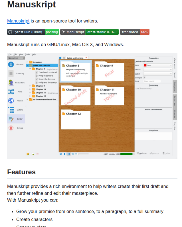 Olivierkes Manuskript screenshot