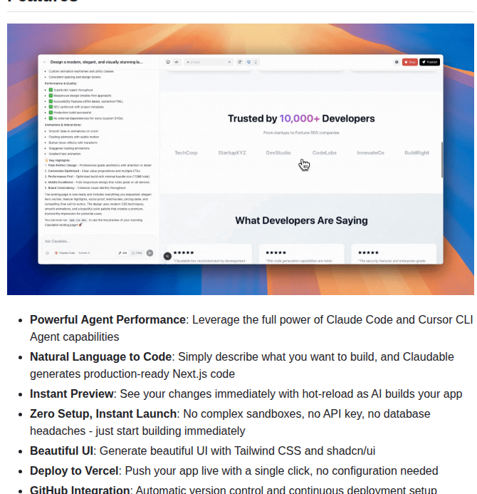 Opactorai Claudable screenshot