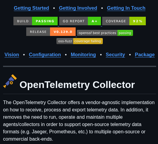 Open Telemetry Opentelemetry Collector screenshot