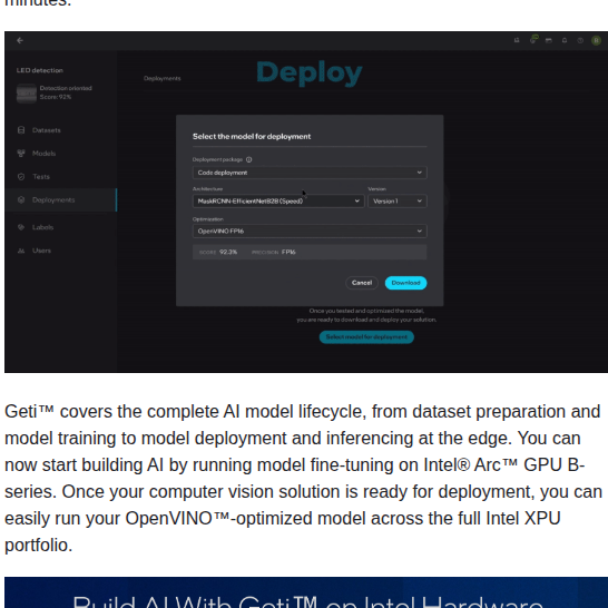 Open Edge Platform Geti screenshot