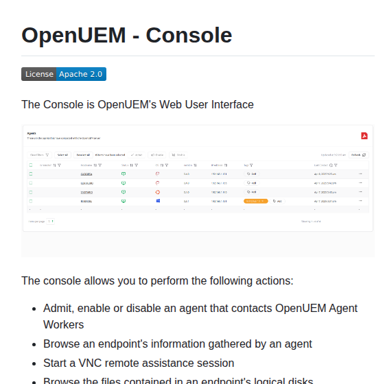 Open Uem Openuem Console screenshot