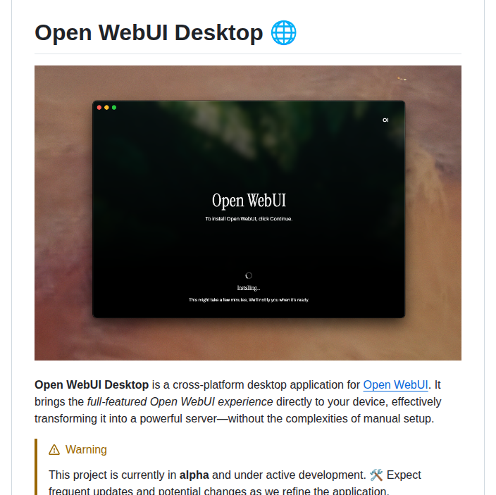 Open Webui Desktop screenshot