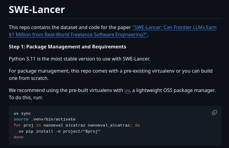 Openai Swelancer Benchmark screenshot