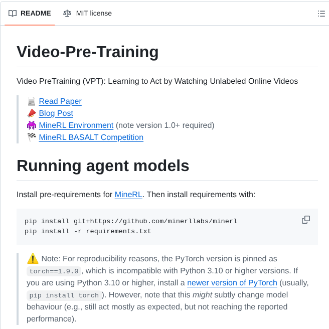 Openai Video Pre Training screenshot