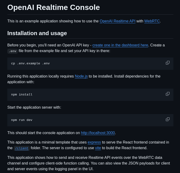 Openai Openai Realtime Console screenshot