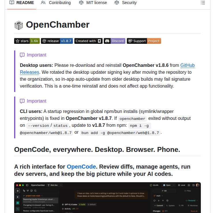 Openchamber Openchamber screenshot