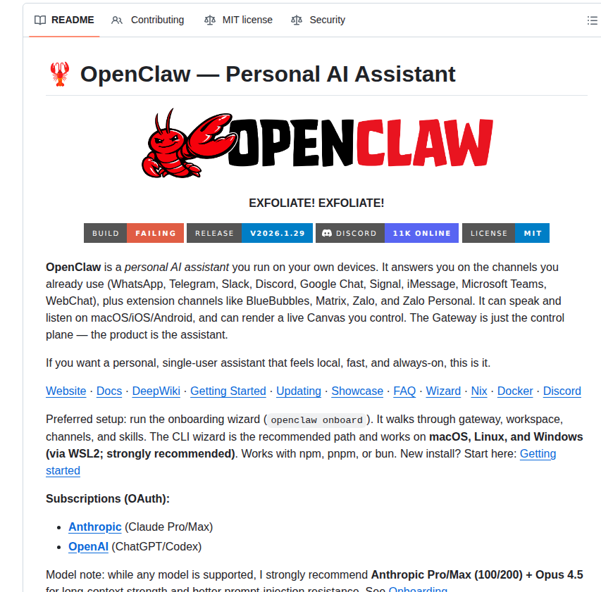 Openclaw Openclaw screenshot