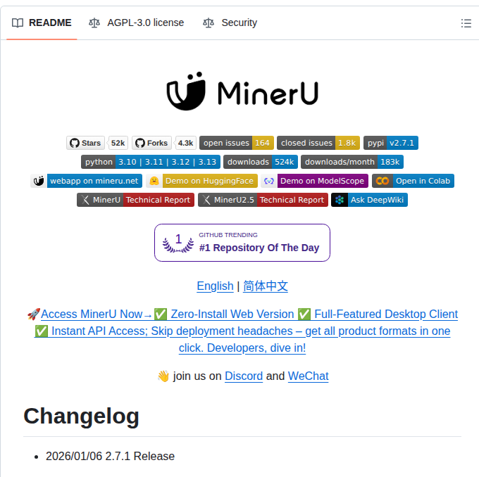 Opendatalab Mineru screenshot