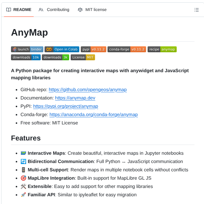 Opengeos Anymap screenshot