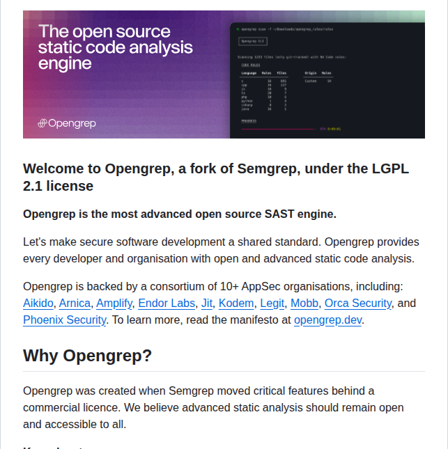 Opengrep Opengrep screenshot
