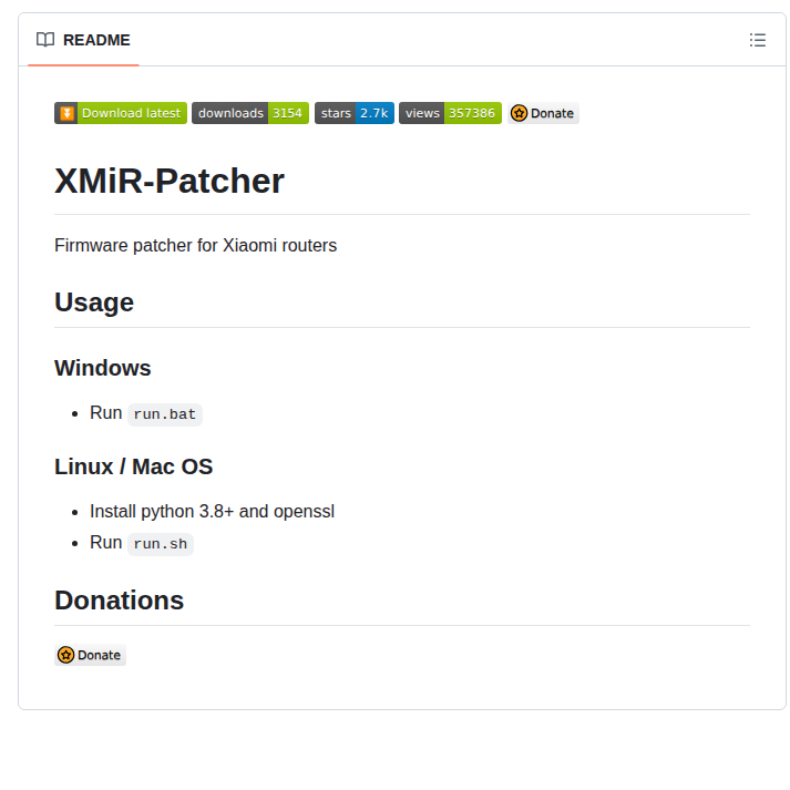 Openwrt Xiaomi Xmir Patcher screenshot