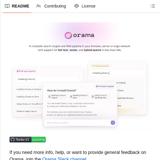 Oramasearch Orama screenshot